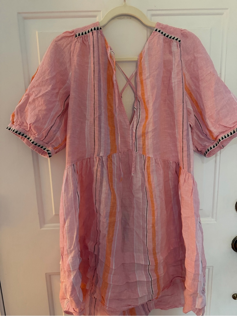 H&M x Lem Lem Pink and Orange Striped Linen Dress